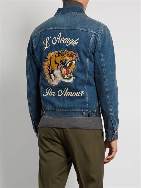 gucci glam bomber jacket|Gucci men's denim trucker jacket.